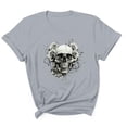 thumbnail image 4 of Sexlip Womens Swimsuit Set Floral Skull Print Cover Up Design Crew Neck Short Sleeve Loose Silhouette Lightweight Fabric for Beach Vacations Gray L, 4 of 4