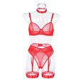 thumbnail image 3 of Ensemble de Sous-Vêtements en Maille, 6pcs Ensemble de Maille Réglable Ceinture Jarretière Bretelles Spaghetti Étrangleur pour les Femmes pour la Saint-Valentin Blanc, Rouge, Bleu, Noir, 3 of 8