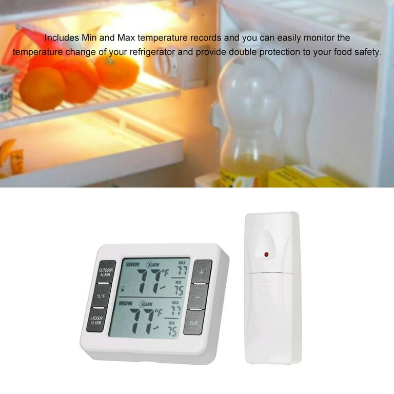 Wireless Digital Refrigerator Thermometer Audible Alarm Indoor