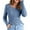 Blue, variant on Women's Long Sleeve Button Down Shirt Knit Crew Neck Casual Basic Top