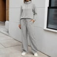 thumbnail image 2 of UJNDER Women's Casual Trousers Suit Set Long Sleeve High Neck Wide Leg High Waist Pants Outfit for Spring Autumn Daily Wear Pant Suits for Women Light Gray XXXL, 2 of 6