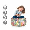 thumbnail image 2 of Alphabet Storage Toy Bag Chair, Modern Design of Big Energetic ABC Silhouettes in a Grungy Theme, Stuffed Animal Organizer Washable Bag, Small Size, Eggshell and Multicolor, by Ambesonne, 2 of 3