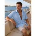 thumbnail image 3 of RICHCOIN Mens Linen Shirts Short Sleeve Button Down Dress Shirts for Men Casual Summer Tops Beach, 3 of 7