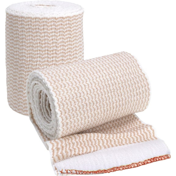 Elastic Bandage Wrap, 3 in x 15 ft Stretch, Hook & Loop Reusable Body Compression Bandage Wrap for Wrists, Elbow, Knees, Ankles & Feet (2)