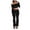 Black-1, variant on Dazajoo 2 Piece Sets for Women Long Sleeve Off Shoulder Crop Tops and Flared Leggings Lounge Set Yoga Sportswear Outfits,Red,L