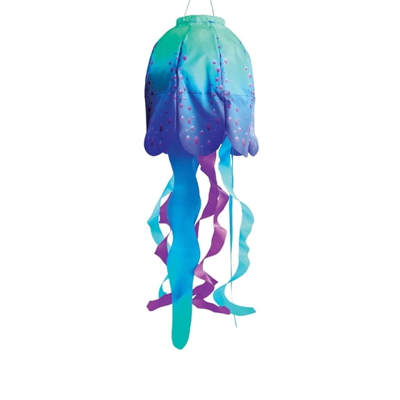 In the Breeze 5261 — 18-inch Blue Jellyfish 3D Windsock — Colorful, Fully Printed Outdoor Decor