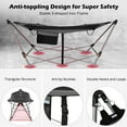 thumbnail image 4 of Wangbujianwang Portable Folding Hammock, Lounge Camping Bed with Hammock Stand, Indoor & Outdoor Hammocks w/Side Pocket, Anti-tip Buckles & Iron Stand for Camping Outdoor Patio Yard Beach,Grey, 4 of 20