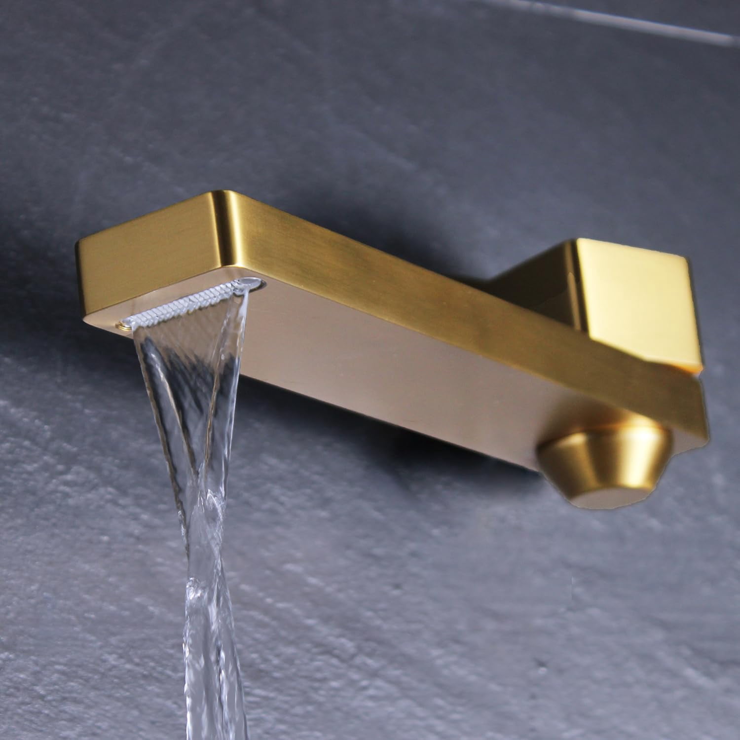 Brushed Gold Waterfall Tub Faucet Spout, Wall Mount 180-Degree Swivel for Bathtub