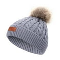thumbnail image 3 of Dakiuu Kids Winter Hat Boys Girls Baby Toddler Winter Warm Pompom Cables Knit Caps Soft Thermal Ski Beenie, 3 of 7