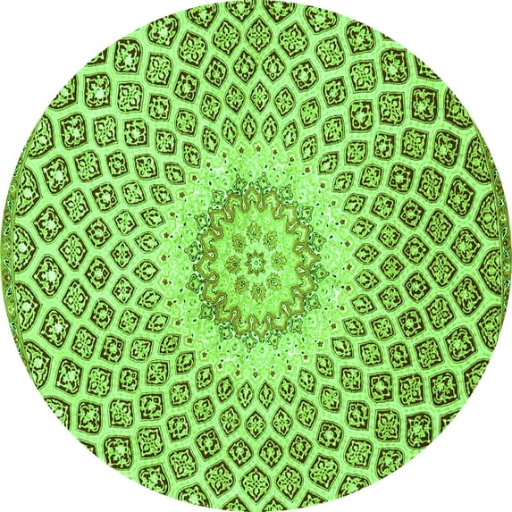Ahgly Company Indoor Round Medallion Green Traditional Area Rugs, 8' Round