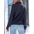 thumbnail image 5 of Women High Neck Oversized Sweaters Batwing Long Sleeve Pullover Loose Chunky Knit Jumper Navy Blue XXL, 5 of 8