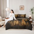 thumbnail image 4 of Castle Fairy Animal Deer Silhouette Queen Bedding 7pcs for Boys,Rustic Cabin Bedding Comforter Set Queen,Sepia Brown Black,Black Reversible, 4 of 7