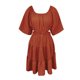 thumbnail image 2 of Gibobby Vestido casual de punto para mujer Vestido de temperamento con espalda hueca y cuello cuadrado de color sólido nuevo de verano para mujer(Naranja,G), 2 of 4