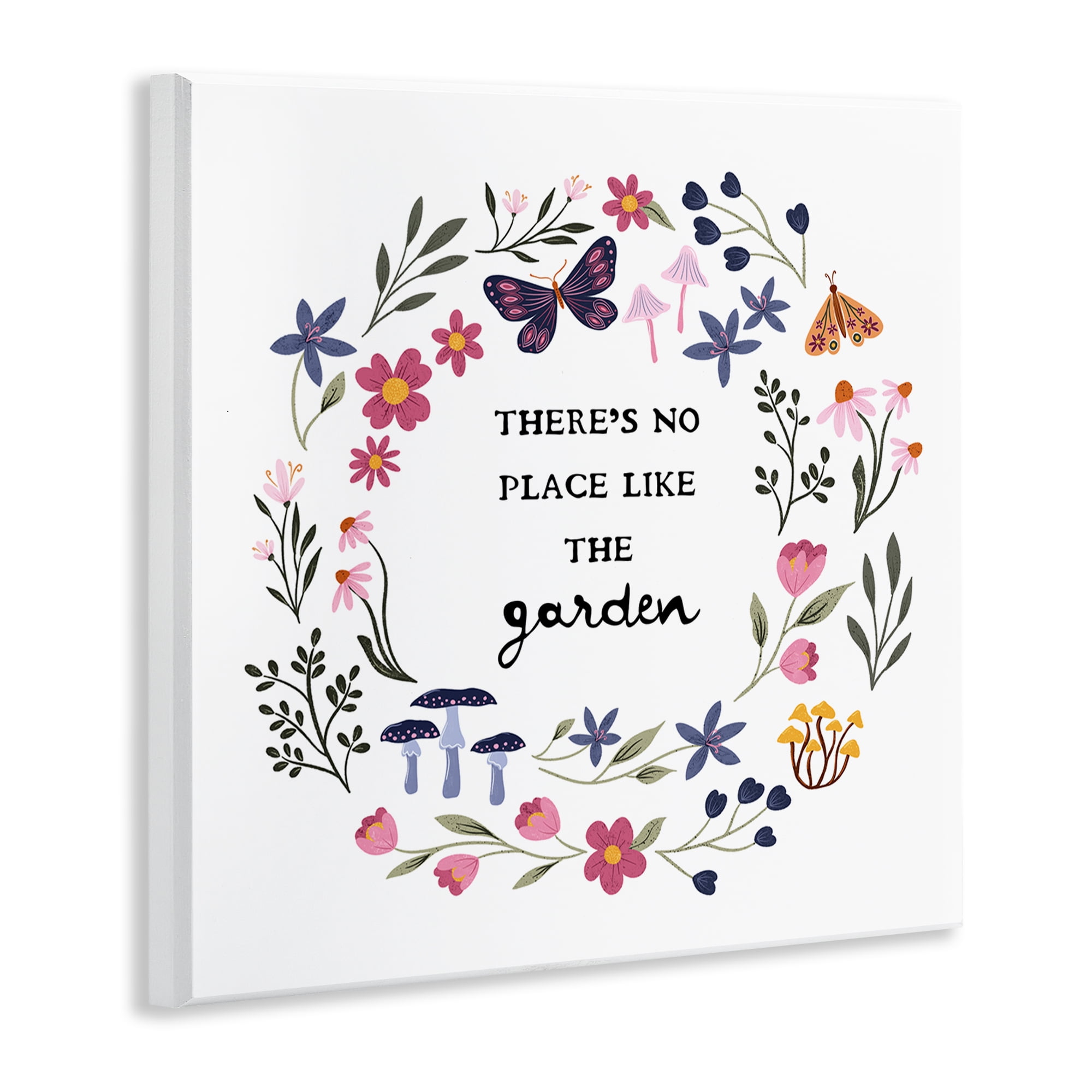 Stupell Industries No Place Like Garden Wreath Plants & Flowers Painting Unframed Art Print Wall Art, 12 x 12