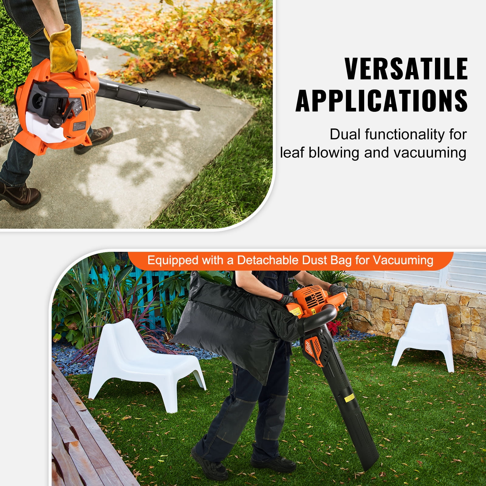 SKYSHALO 79CC 2-Cycle Manual Cycle Gas Leaf Blower 425CFM Air Volume