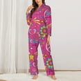 thumbnail image 2 of Balery Peace Love and Dove Flower Power Conjunto de Pijama con Estampado para Mujer, Conjunto de Dos Piezas con Manga Larga, Ropa de Dormir Suave con Bolsillos, Pijamas Cómodos-Small, 2 of 7