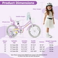 thumbnail image 3 of Costway 18 Inches Kids Bicycle w/ Basket Doll Seat Colorful Streamers Training Wheels Purple, 3 of 10