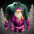 thumbnail image 2 of Kcodviy Pyjama Numérique de Noël pour Hommes, Chemise à Boutons Imprimée 3D, Col à Revers, Manches Longues, 2 of 4