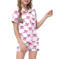 thumbnail image 1 of GDREDA Ensemble de Printemps 2 Pcs Pyjamas pour Enfants Imprimé Graphique Chemise à Manches Courtes Boutonnée Shorts Ensemble de Pyjama Blanc, 8-9 Ans, 1 of 5