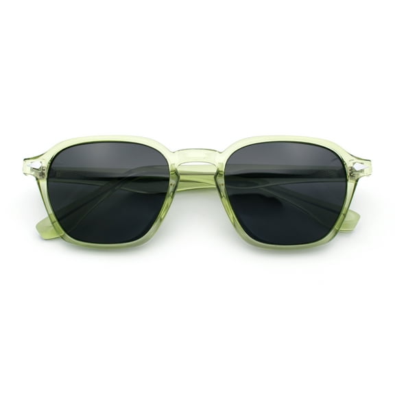 Gentlemanly Keyhole Bridge Thin Horn Rim Hipster Fashion Sunglasses Light Green - Black