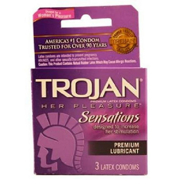 Trojan, Her Pleasure Sensations Lubricated, Count 6 (3Pk) - Birth Control / Grab Varieties & Flavors