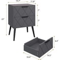 thumbnail image 3 of Nightstand with 2 Drawers, Grey Bedside Table, Wooden Side Table, Modern Style Night Stand End Table Drawer Dresser for Living Room Bedroom MLBZ09GU, 3 of 13