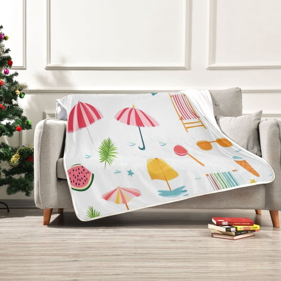 50x60 inch Crystal Fleece & Arctic Fleece Blanket Soft Bed Throws for Home or Camping Summer Pattern