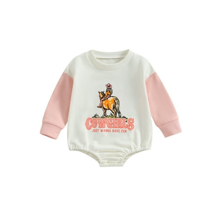 

Acuteok Baby Romper Long Sleeve Crew Neck Letters Print Fall Bodysuit Fall Clothes for Girls Boys