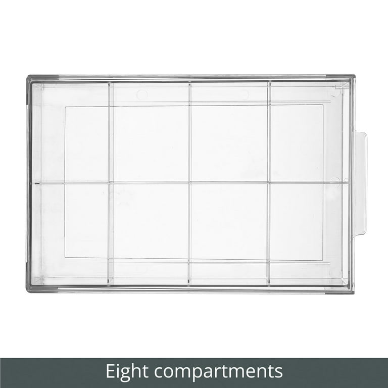 mDesign Plastic Divided 6 Section Kitchen Pantry Drawer Organizer, 2 Pack, Clear