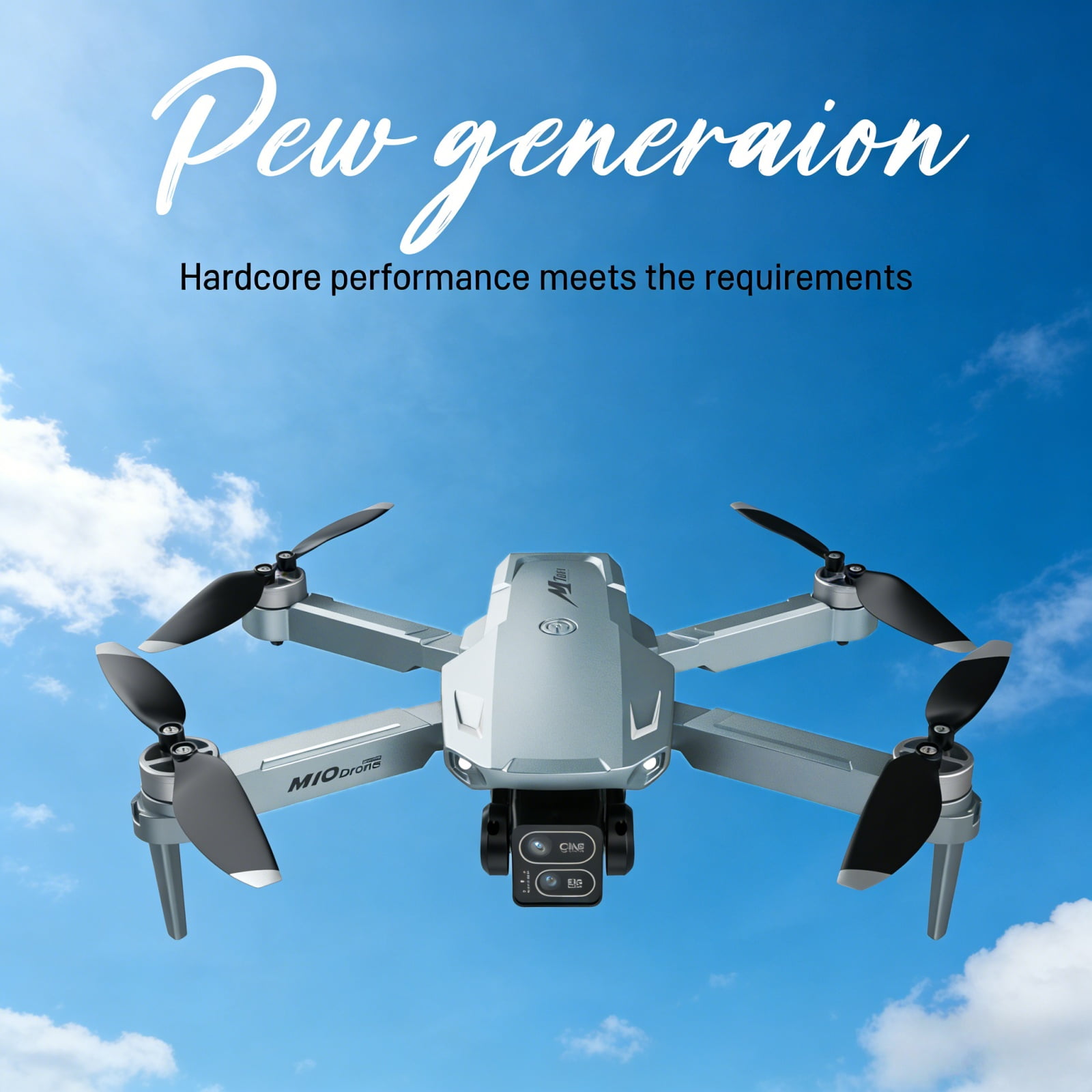Foldable Dual-Camera Drone with Brushless Motor, Optical Flow Positioning, 4K HD FPV, Long Flight Time with 2 Batteries, Remote Control – Gunmetal Gray.