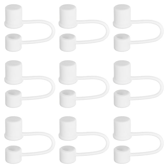 Uxcell 0.4 in/10mm Dust-proof Silicone Straw Cover Caps, White 9Pcs