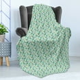 thumbnail image 4 of Leaves Soft Flannel Fleece Blanket, Various Type Green Tone Leaves Scattered Randomly on White Background Tangled Design, Cozy Plush for Indoor and Outdoor Use, 50" x 70", Multicolor, by Ambesonne, 4 of 5