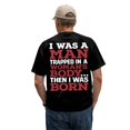 thumbnail image 3 of Creative 2D Printed "I WAS A MAN TRAPPED IN A ..." Mens T Shirt Casual Blouse Soft Tops For Men Solid Color Blouse For Men Daily Wear,XXS,Black, 3 of 6