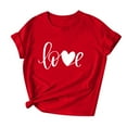 thumbnail image 4 of mihongmao Tee Shirts for Women Graphic Tee Women Lover Printed T-shirt Round Neck Short Sleeved Top Red S, 4 of 5