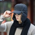 thumbnail image 3 of Sinhoon Winter Warm Facemask Cap, 3 in 1 Bomber Hat with Full Face Ear Flap, Men Trapper hat with Fur Lined, 3 of 13