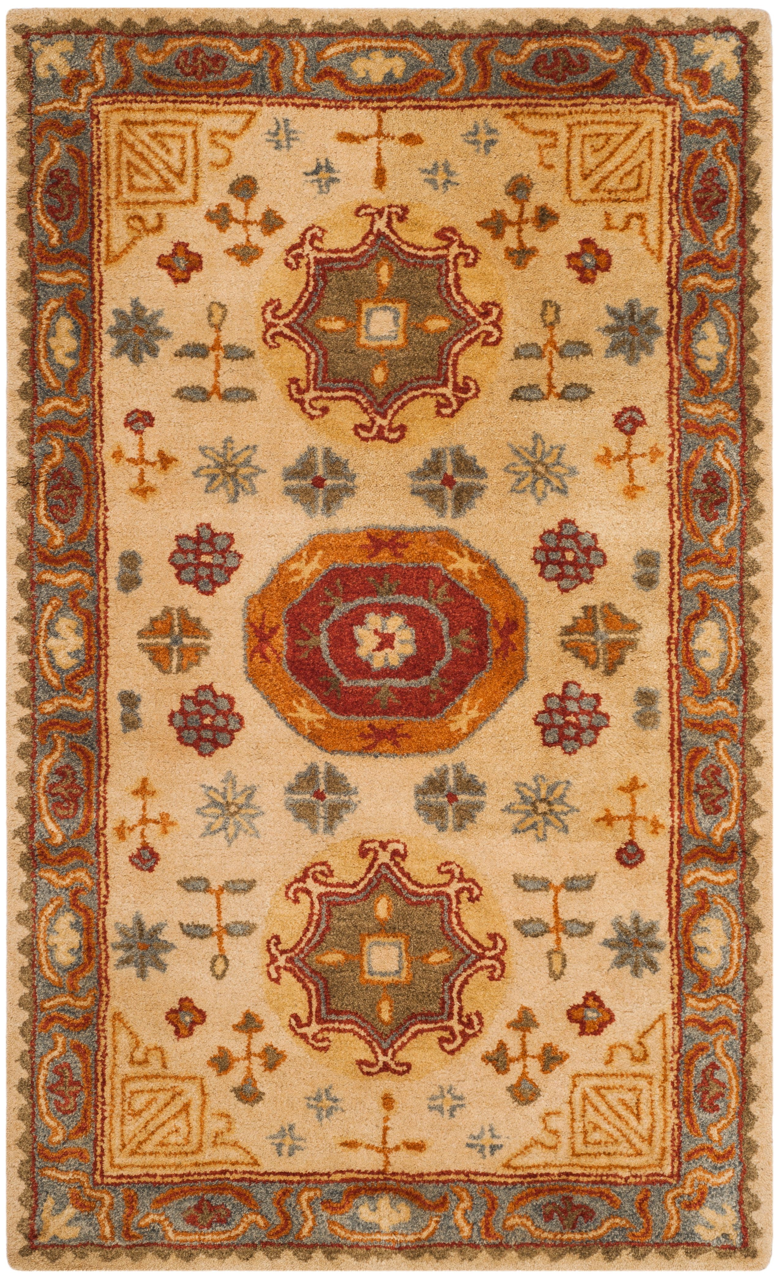 SAFAVIEH Heritage Gladwyn Oriental Wool Area Rug, Beige/Multi, 3' x 5'