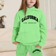 thumbnail image 2 of lnmuld Two Piece Outfits Stylish Girls Hooded Sweatshirt Outfit with Letter Print Design for Everyday Casual Wear Comfortable Childrens Clothing Set Solid Color Size:15-16 Years, 2 of 4