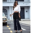 thumbnail image 6 of Cargo Pants for Women Stretch High Waisted Straight Wide Leg Jean Casual Baggy Pants Black XL, 6 of 10