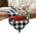 thumbnail image 4 of Table Runner Dresser Scarves Merry Christmas Red Farm Truck Cotton Linen Burlap Table Cover Xmas Tree on Black White Plaid Table Runners for Family Kitchen Dining Holiday Party Banquet Decor, 4 of 5