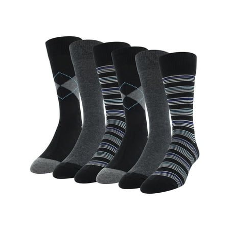 George Men's Stripe Dress Crew Socks, 6 Pairs