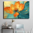 thumbnail image 4 of Mudket Orange Flower with Gold Accents Canvas Wall Art, Framed Floral Print, Ready to Hang Wall Decor for Living Room Office, Abstract Modern Artwork - 12"L x 8"W, 4 of 10