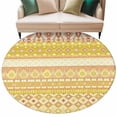 thumbnail image 2 of Round Area Rug 5 Ft, Yellow Khaki Boho Washable Non-Slip Circle Carpet for Living Room/Bedroom, Vintage Ethnic Tribe Abstract Art Low-Profile Runner Mats Collection Rugs for Indoor, 2 of 7