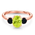 thumbnail image 3 of Gem Stone King 1.54 Ct Oval Yellow Lemon Quartz Black Onyx 18K Rose Gold Plated Silver Ring, 3 of 6