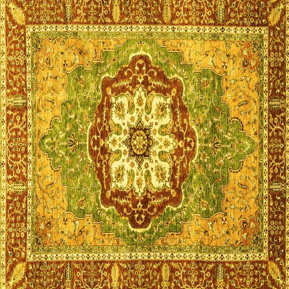 Ahgly Company Indoor Square Abstract Yellow Modern Area Rugs, 4' Square