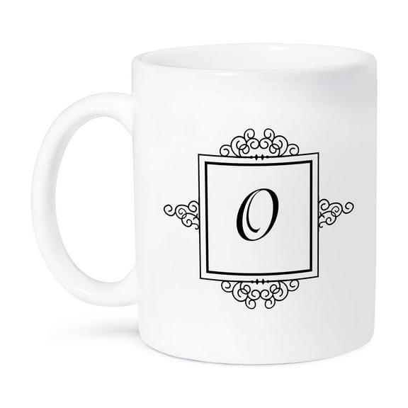 3dRose, Initial letter O personal monogrammed fancy black and white typography elegant stylish personalized, 11oz Mug