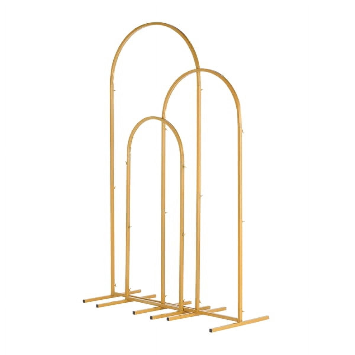 3-Piece Gold Wedding Arch Set, Iron Art Ceremony Arch Backdrop Stand 5.9ft 4.9ft 3.9ft for Indoor Outdoor Wedding Party Decor