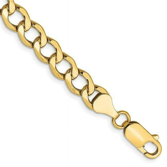 Primal Gold 10 Karat Yellow Gold 6.5mm Semi-Solid Curb Link Chain