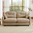 thumbnail image 3 of 74" Oversized Chenille Modular Sectional Loveseat Sofa with High-Density Foam Cushions and Tufted Pleated Cushion Backrest, Upholstered 2-Seater Cloud Couch with 2 Pillow, for Living Room, Camel, 3 of 7