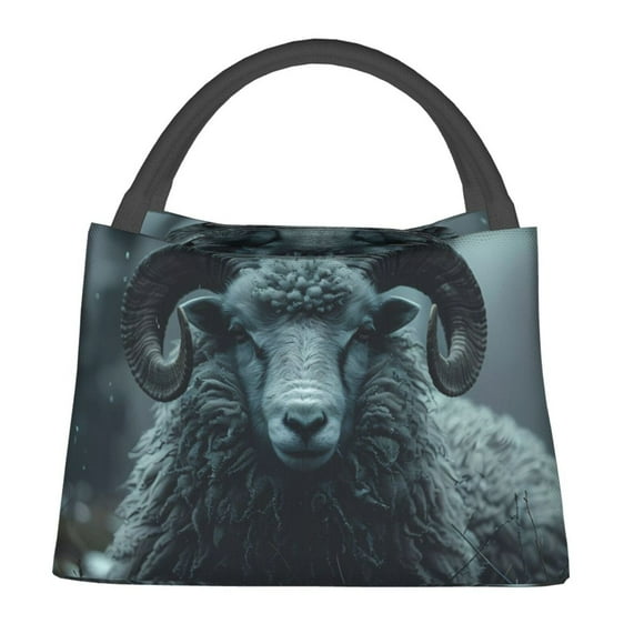 Fotbe Moody Ram Portrait Bolsa Térmica Portátil con Estampado, Bolsa de Entrega de Alimentos Aislada, Bolsa Reutilizable de Gran Capacidad para Comidas y Supermercado