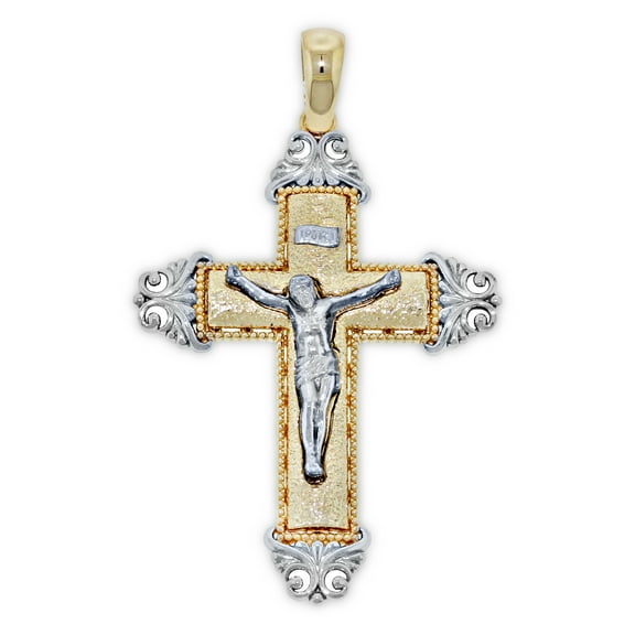 Charm America - Gold Crucifix Cross Pendant - 14 Karat Solid Gold